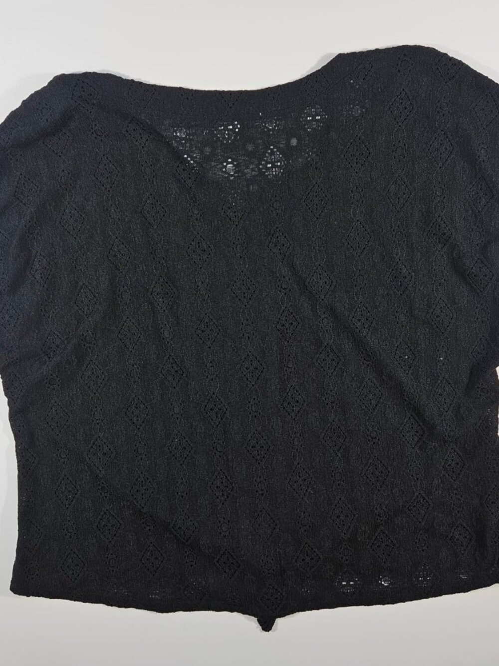 FRENCH LAUNDRY Black Pointelle Tie Front ~ 2XL